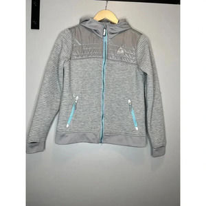 Gerry Jacket Coat Gray Hood Thumb Holes Zip Pockets Full Zip Girls Large 14/16